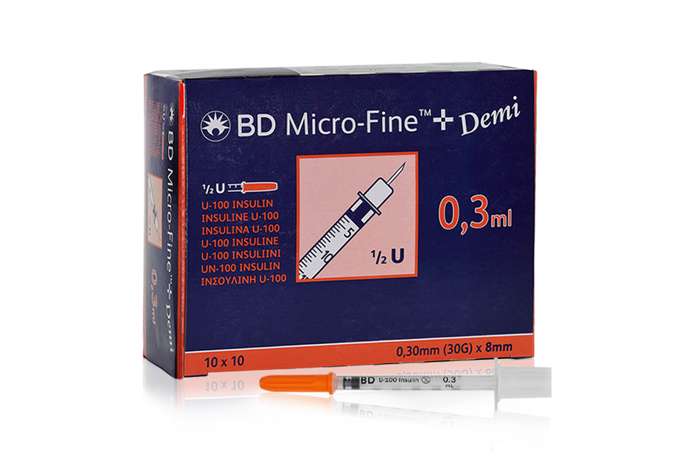 BD Micro-Fine+ Penkanyle 0,3ml 30G (1 box x 100 pcs) BD Micro-Fine+ Penkanyle 0,3ml 30G (1 box x 100 pcs)